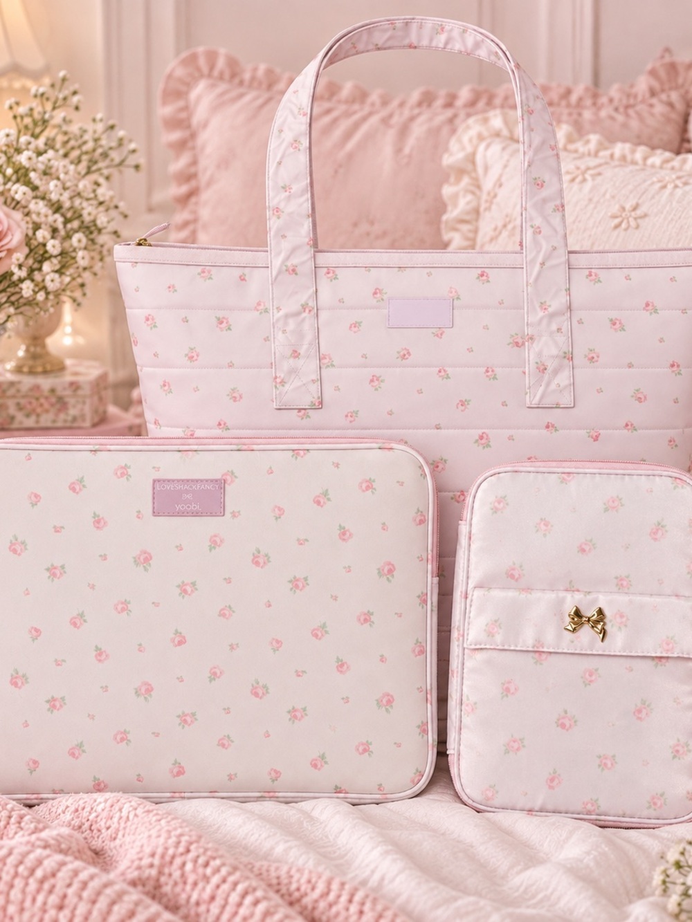 LoveShackFancy x Target Yoobi Ballet Bloom 3pc Tote Laptop Tech Set NWT